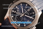 Patek Philippe Aquanaut Travel Time 9015 Auto Steel Case with Blue Dial and Blue Rubber Strap