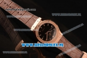 Hublot Classic Fusion 9015 Auto Rose Gold Case with Black Dial and Brown Leather Strap