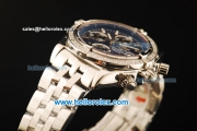 Breitling Chronomat Evolution Swiss Valjoux 7750 Automatic Movement Full Steel with Blue Dial and Diamond Bezel