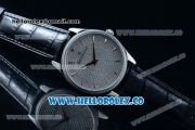 Jaeger-LECoultre Master Control Miyota 9015 Automatic Steel Case with Diamonds Dial Stick Markers and Black Leather Strap