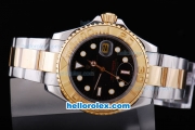 Rolex Yacht-Master Automatic Movement Two Tone Strap with Black Dial and Gold Bezel