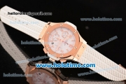 Hublot Big Bang Clone HUB4100 Automatic Rose Gold Case with White Rubber Strap and White Dial - 1:1 Original (TW)