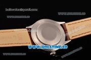 Rolex Cellini Time Asia 2813 Automatic Steel Case with White Dial Brown Leather Strap and Stick Markers