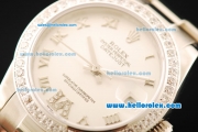 Rolex Datejust Automatic Movement ETA Coating Case with White Dial and Diamond Bezel