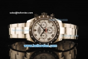 Rolex Daytona Chronograph Swiss Valjoux 7750 Automatic Movement White Dial with PVD Bezel and Steel Strap