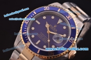 Rolex Submariner Swiss ETA 2836 Steel Case with Blue Bezel/Dial and 18K Yellow Gold Strap