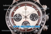 Rolex Daytona Vintage Edition Miyota Quartz Steel Case with White Dial Silver and Brown Nylon Strap (GF)