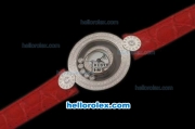 Chopard Happy Sport Swiss Quartz Movement White Dial with Diamond Bezel and Red Leather Strap