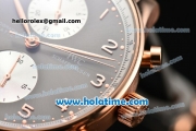 IWC Portuguese Chrono Swiss Valjoux 7750 Automatic Rose Gold Case with Grey Dial and Grey Leather Strap