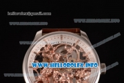 Patek Philippe Complicated Skeleton Asia Automatic Steel Case with Skeleton Dial and Brown Leather Strap (GF)