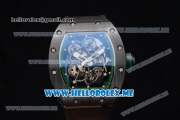 Richard Mille RM 055 Miyota 9015 Automatic PVD Case with Skeleton Dial and Dot Markers Black Rubber Strap Green Inner Bezel