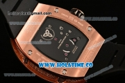 Richard Mille RM025-01 Miyota 6T51 Automatic Diamonds/Rose Gold Case with Black Dial and Black Rubber Strap