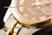 Rolex Datejust Automatic Movement Steel Case with Brown Dial and Gold Bezel-Two Tone Strap-Lady Model
