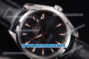 Omega Aqua Terra 150 M Co-Axial Clone 8500 Automatic Steel Case Black Dial Stick Markers and Black Leather Strap (EF)