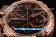 U-Boat U-51 Chimera Watch Chrono Miyota OS10 Quartz Rose Gold Case with Brown Dial and Arabic Numeral Markers