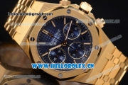 Audemars Piguet Royal Oak Chronograph Swiss Valjoux 7750 Automatic Yellow Gold Case/Bracelet with Blue Dial Stick Markers (EF)