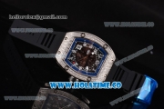 Richard Mille RM010 Miyota 9015 Automatic Steel/Diamonds Case with Skeleton Dial and Blue Inner Bezel