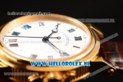 Breguet Marine Big Date Clone Breguet Automatic Yellow Gold Case with Blue Dial and Brown Leather Strap