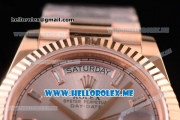 Rolex Day-Date Swiss ETA 2836 Automatic Rose Gold Case/Bracelet with Silver Dial and Stick Markers (BP)
