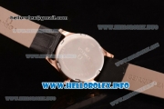 Omega De Ville Prestige Miyota Quartz Rose Gold Case with White MOP Dial Diamonds Bezel and Black Leather Strap