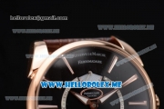 Parmigiani Tonda Tourbillon Asia ST25 Automatic Rose Gold Case with Black Dial and Brown Leather Strap Stick Markers