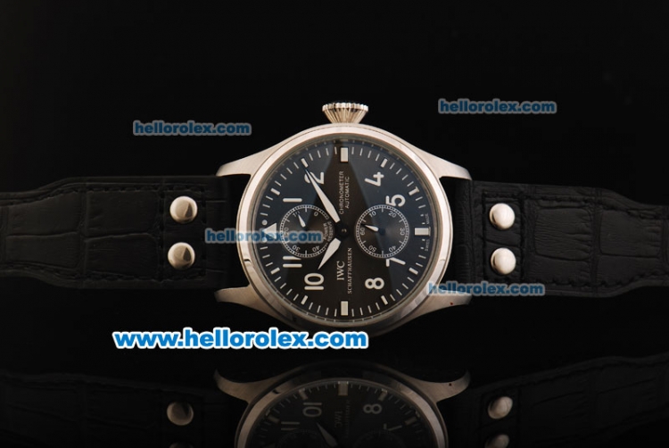 IWC Pilot's Watch Automatic Movement Steel Case with Black Dial and Whtie Arabic Numeral Markers - Click Image to Close