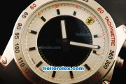 Ferrari Lap Time Chronograph Quartz Movement Steel Case with Stick Markers and Black Rubber Strap