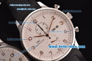 IWC Portuguese Chronograph Miyota OS10 Quartz Steel Case with Rose Gold Markers White Dial and Black Rubber Strap