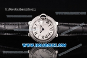 Cartier Ballon Bleu De Small Swiss ETA Quartz Steel Case with White Dial and Roman Numeral Markers - Diamonds Bezel (JF)