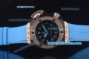 Hublot King Power Swiss ETA 2824 Automatic Steel Case with Black Dial and Blue Rubber Strap