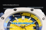 Audemars Piguet Royal Oak Offshore Diver Asia 2813 Automatic Steel Case with Yellow Dial and Stick Markers Yellow Rubber Strap (EF)