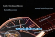 Vacheron Constantin Malte Tourbillon Swiss Tourbillon Manual Winding Rose Gold Case with Brown Alligator Strap and Black Dial