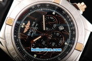 Breitling Chronomat B01 Chronograph Miyota Quartz Movement Rose Gold Roman Markers with Black Dial and Black Leather Strap-New Model