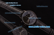 IWC Portuguese Chronograph Miyota OS10 Quartz PVD Case with Black Dial and Black Leather Strap