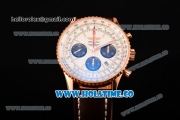 Breitling Navitimer 01 Chrono Swiss Valjoux 7750 Automatic Rose Gold Case with White Dial Brown Leather Strap and Stick Markers - 1:1 Original (JF)