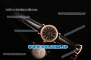 Patek Philippe Calatrava Miyota Quartz Rose Gold Case with Diamonds Bezel and Black Dial - White Roman Numeral Markers