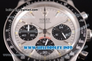 Rolex Daytona Vintage Edition Miyota Quartz Steel Case with Grey Nylon Strap Stick Markers and Silver Dial (GF)