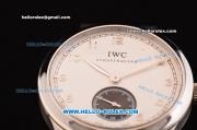 IWC Portuguese Swiss ETA 2836 Automatic Steel Case with White Dial and Black Leather Strap