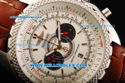 Breitling Bentley Supersports Chronograph Miyota Quartz Movement Steel Case with White Dial and Brown Leather Strap