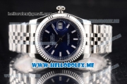 Rolex Datejust Clone Rolex 3135 Automatic Stainless Steel Case/Bracelet with Dark Blue Dial and Stick Markers (BP)