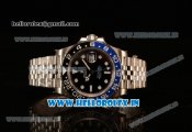 Rolex GTM-Master II 2836 Automatic Steel Case with Black Dial Dots Markers and Steel Bracelet With Blue/Black Ceramic Bezel