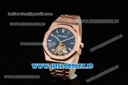 Audemars Piguet Royal Oak Tourbillon Swiss Tourbillon Manual Winding Movement Rose Gold Case Blue Dial With Stick Markers Rose Gold Bracelet