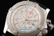 Breitling Avenger Swiss Valjoux 7750 Automatic Movement Steel Case with White Dial and Grey Numeral Markers-Small Calendar
