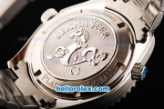 Omega Seamaster Automatic Movement ETA Coating Case with Black Dial-Red Bezel and Stick/Numeral Markers-SS Strap
