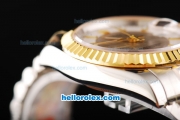 Rolex Datejust Swiss ETA 2836 Automatic Movement 18K Gold Never Fade with Stick Markers and Grey Dial-Two Tone