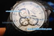 Chopard Classic Racing Chronograph Miyota Quartz Movement PVD Case with White Dial and Black Rubber Strap