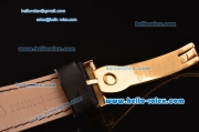 Rolex Cellini Danaos Swiss Quartz Yellow Gold Case with Black Leather Strap Black Dial Stick Markers