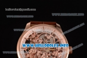 Patek Philippe Complicated Skeleton Asia Automatic Rose Gold Case with Skeleton Dial and Brown Leather Strap (GF)