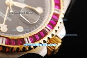 Rolex GMT Master II Swiss ETA 2836 Automatic Movement Steel Case with Diamond Bezel and Two Tone Strap