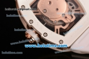 Richard Mille RM 52-01 Miyota 6T51 Automatic Rose Gold Case with White Skull Dial and White Rubber Bracelet